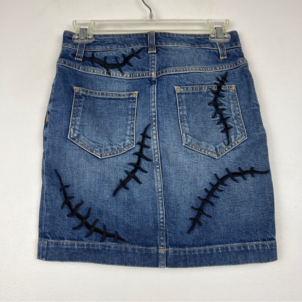 Moschino Scar Embroidered 2020 Halloween Denim Skirt - Picture 7 of 8